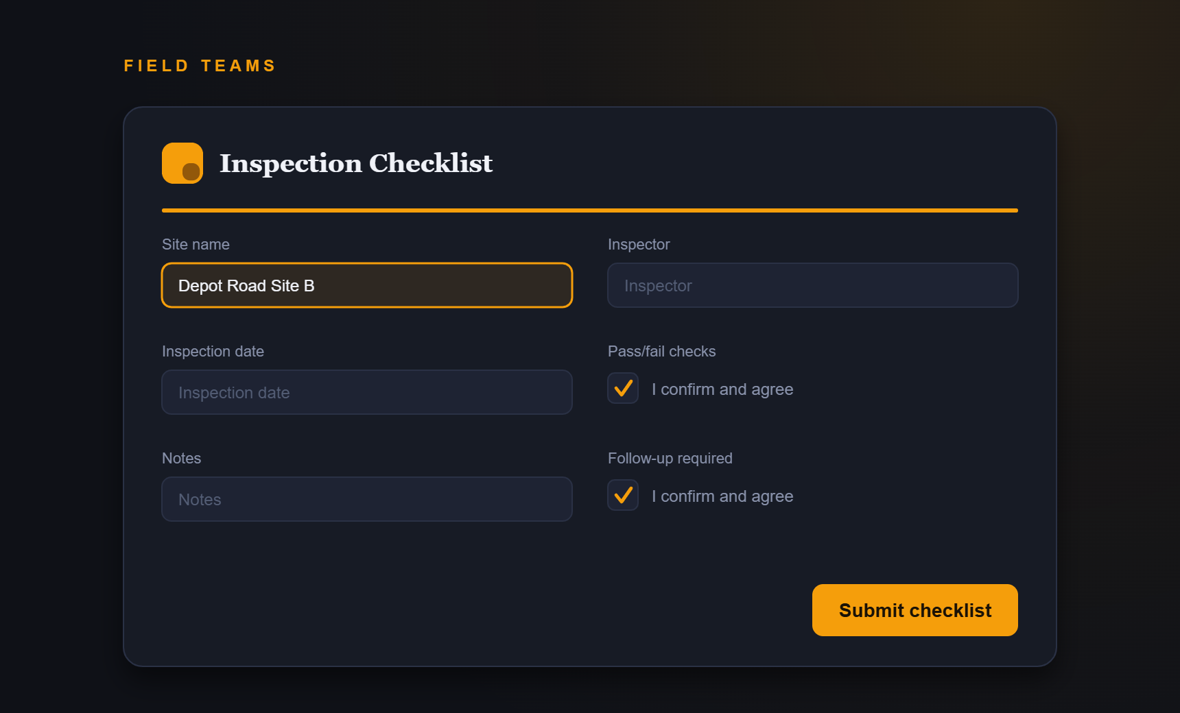 Placeholder image for Inspection checklists.